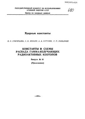 Вопросы атомной науки и техники. Серия ядерные константы 1974 №14 Приложение