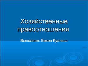 Хозяйственные правоотношения (Казахстан)