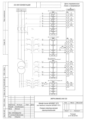 НПП Экра. Схема электрическая принципиальная шкафа ШЭ2710 572 (на смежной стороне - ШЭ2607 071)