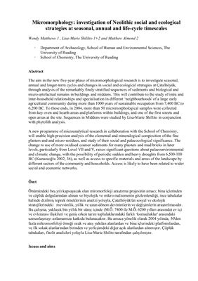 Микроморфология: исследование неолита социальной и экологической стратегии на сезонных, годовых и жизненном цикле сроках