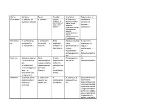 Сводная таблица по кровоснабжению и иннервации всех органов и систем
