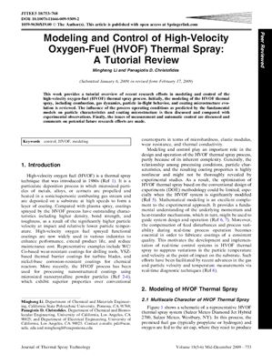 Journal of Thermal Spray Technology 2009. Vol. 18, №5-6
