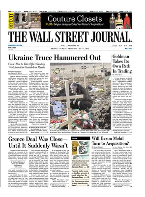 The Wall Street Journal 2015 №10 vol. XXXIII February 13-15 (Europe Edition)