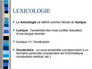 Lexicologie. Лексикология