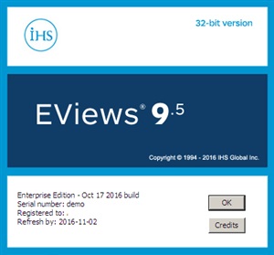 EViews 9.5 Enterprise Edition x86 (build 2016-10-17)