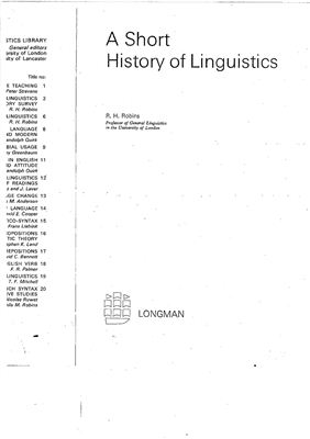 Robbins R.H. A Short History of Linguistics