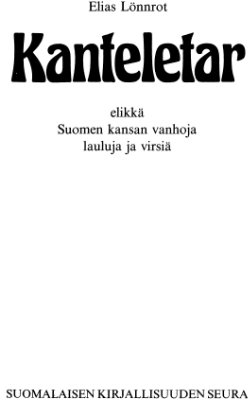 Lönnrot Elias. Kanteletar (сборник финских народных стихов)