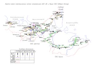Перспективная карта-схема сетей 220 кВ и выше ОЭС Северо-Запада