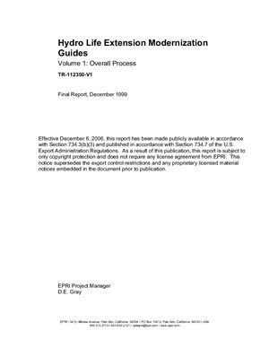 EPRI Hydro Life Extension Modernization Guide (Volumes 1-5 and 7)