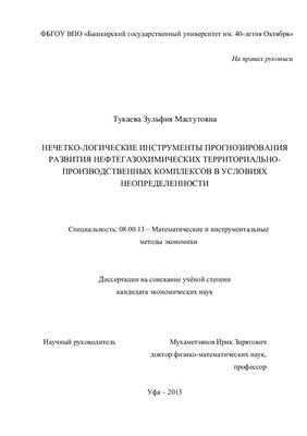 Тукаева З.М. Нечетко-логические инструменты прогнозирования развития нефтегазохимических территориально-производственных комплексов в условиях неопределенности