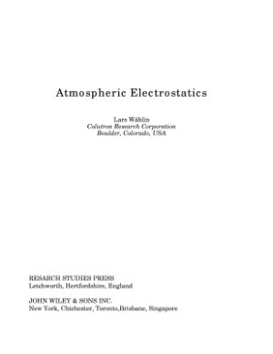 Wahlin L. Atmospheric Electrostatics