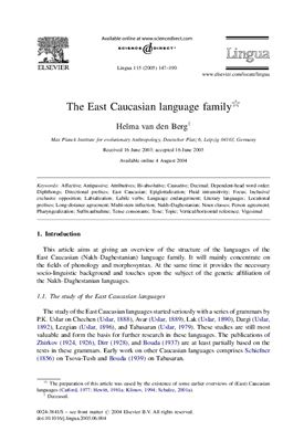 Van den Berg H. The East Caucasian language family