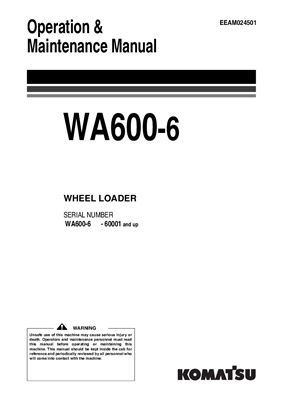 Komatsu WA600-6 Operation manual