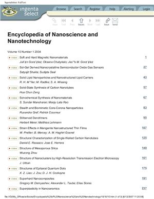 Nalwa H.S. Encyclopedia of Nanoscience and Nanotechnology. Volume 10