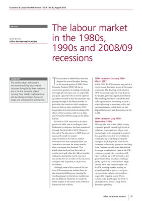 Jenkins Jamie. The labour market in the 1980s, 1990s and 2008/09 recessions