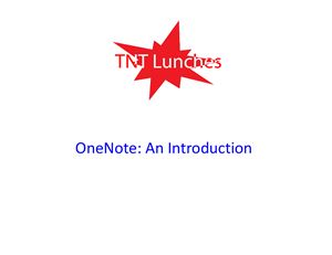 OneNote: An Introduction