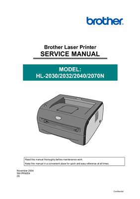 Brother HL-2030, 2032, 2040, 2070n. Service Manual