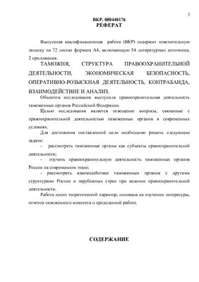 Правоохранительная деятельность таможенных органов в РФ