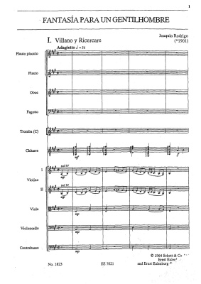 Joaquin Rodrigo. Fantasia para un Gentilhombre - Score