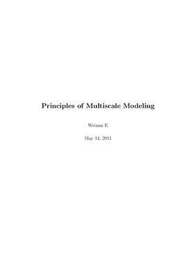 Weinan E. Principles of Multiscale Modeling