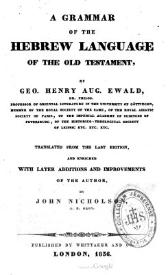 Nicholson J., Ewald G.H. A grammar of the Hebrew Language of the Old Testament