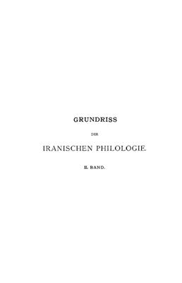 Bartholomae Chr. Geldner K.F. et al. Grundriss der iranischen Philologie. II. Band