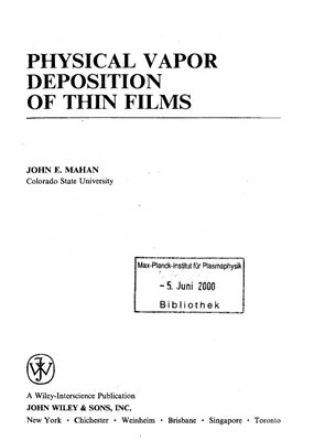 Mahan J.E., Physical vapor deposition of thin films