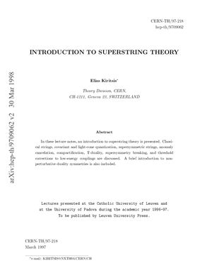 Kiritsis E. Introduction to superstring theory