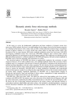 Garcia R., Perez R. Dynamic atomic force microscopy metods
