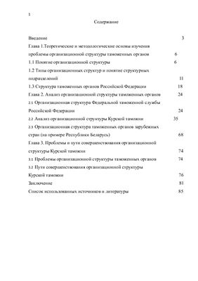 Организационная структура таможенных органов РФ