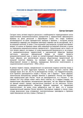 Григорян Г.П. Россия в общественном восприятии Армении