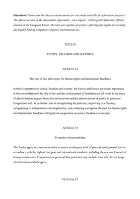 EU-Ukraine Association Agreement - the complete texts. Title III: Justice, Freedom and Security