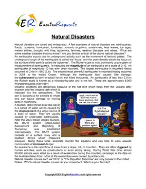 Топик для сдачи устного экзамена: Natural Disasters