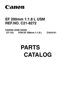 Объектив Canon EF 200mm 1: 1.8 L USM Каталог Деталей (C21-8272)