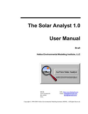 Pinde Fu, Paul M. Rich The solar analyst 1.0 User manual