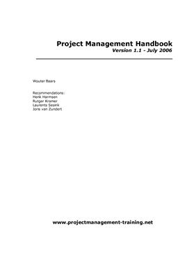 Wouter Baars. Project Management Handbook