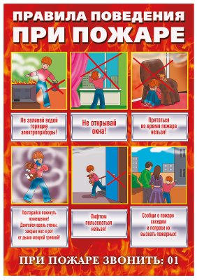 Плакат - памятка для детей Правила поведения при пожаре