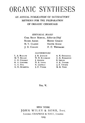 Organic syntheses. Vol. 05, 1925