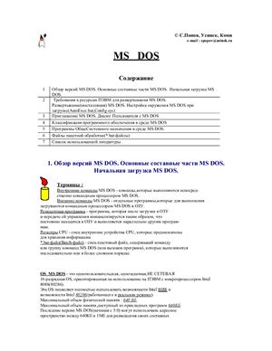 Операционная система MS DOS. Часть 1