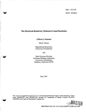 Schenkel C.J. The Electrical Resistivity Method in Cased Boreholes