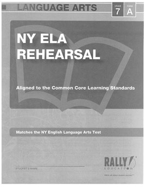 Rally Education. New York ELA Rehearsal. Grade 7
