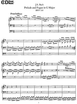Бах И.С. Прелюдия и Фуга Соль Мажор (BWV 550)
