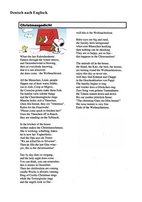 Стихотворение к Рождеству для изучающих немецкий и английский языки