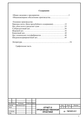 Отчет по производственной практике на Витебском мясокомбинате