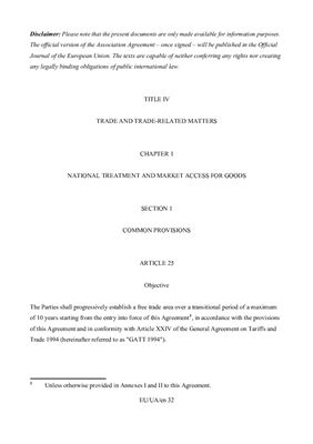 EU-Ukraine Association Agreement - the complete texts. Title IV: Trade and Trade-related Matters