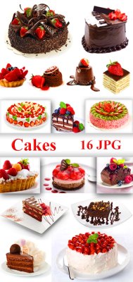 Пирожные и торты на белом фоне / Cakes