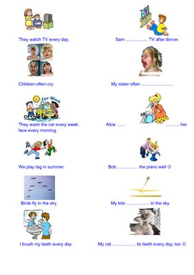 Present Simple spelling worksheet