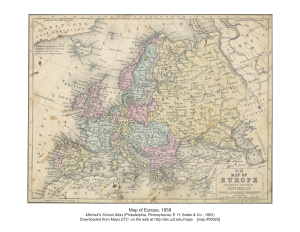 Map of Europe, 1858 / Карта Европы, 1858