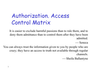 Authorization. Access Control Matrix