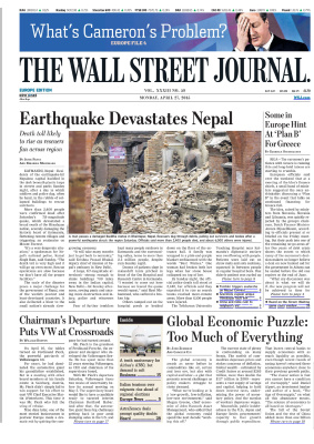 The Wall Street Journal 2015 №59 vol. XXXIII April 27 (Europe Edition)